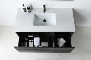 MATERA 48” CHARCOAL BATHROOM VANITY (BLACK/WHITE COUNTERTOP)