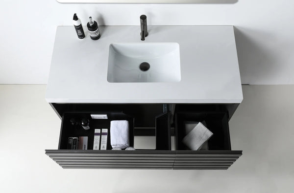 MATERA 48” CHARCOAL BATHROOM VANITY (BLACK/WHITE COUNTERTOP)