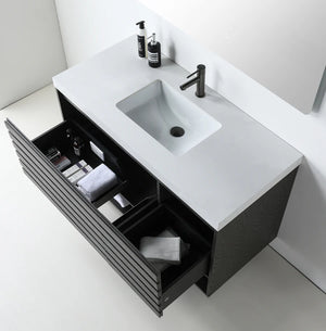 MATERA 48” CHARCOAL BATHROOM VANITY (BLACK/WHITE COUNTERTOP)