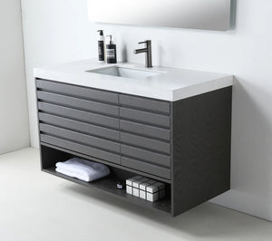 MATERA 48” CHARCOAL BATHROOM VANITY (BLACK/WHITE COUNTERTOP)