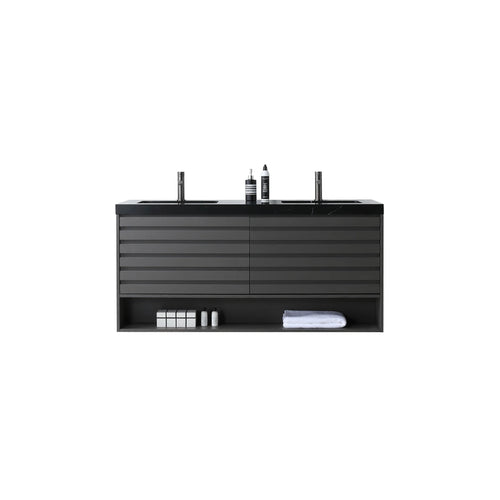 MATERA 60” CHARCOAL BATHROOM VANITY (BLACK /WHITE COUNTERTOP)