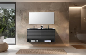 MATERA 60” CHARCOAL BATHROOM VANITY (BLACK /WHITE COUNTERTOP)