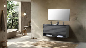 MATERA 60” CHARCOAL BATHROOM VANITY (BLACK /WHITE COUNTERTOP)