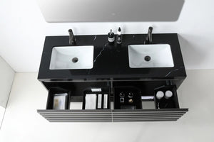 MATERA 60” CHARCOAL BATHROOM VANITY (BLACK /WHITE COUNTERTOP)