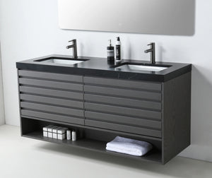 MATERA 60” CHARCOAL BATHROOM VANITY (BLACK /WHITE COUNTERTOP)