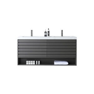 MATERA 60” CHARCOAL BATHROOM VANITY (BLACK /WHITE COUNTERTOP)