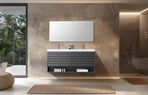 MATERA 60” CHARCOAL BATHROOM VANITY (BLACK /WHITE COUNTERTOP)