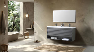 MATERA 60” CHARCOAL BATHROOM VANITY (BLACK /WHITE COUNTERTOP)