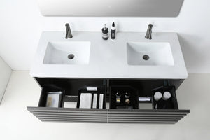 MATERA 60” CHARCOAL BATHROOM VANITY (BLACK /WHITE COUNTERTOP)