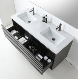 MATERA 60” CHARCOAL BATHROOM VANITY (BLACK /WHITE COUNTERTOP)