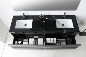 MATERA 72” CHARCOAL BATHROOM VANITY ( BLACK/WHITE COUNTERTOP )