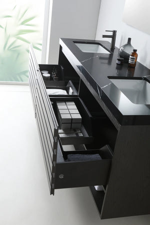 MATERA 72” CHARCOAL BATHROOM VANITY ( BLACK/WHITE COUNTERTOP )