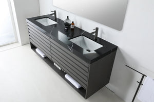 MATERA 72” CHARCOAL BATHROOM VANITY ( BLACK/WHITE COUNTERTOP )