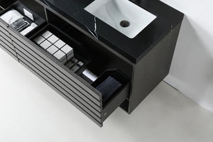 MATERA 72” CHARCOAL BATHROOM VANITY ( BLACK/WHITE COUNTERTOP )