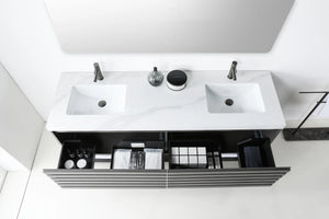 MATERA 72” CHARCOAL BATHROOM VANITY ( BLACK/WHITE COUNTERTOP )