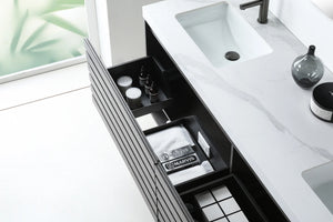 MATERA 72” CHARCOAL BATHROOM VANITY ( BLACK/WHITE COUNTERTOP )