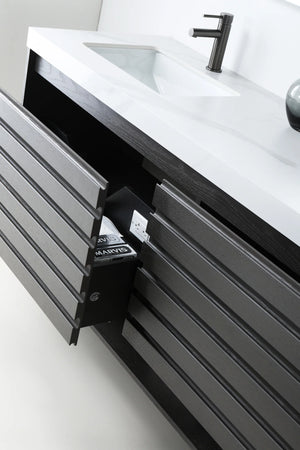 MATERA 72” CHARCOAL BATHROOM VANITY ( BLACK/WHITE COUNTERTOP )