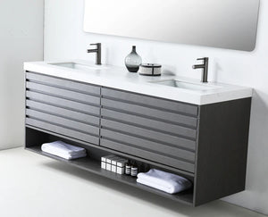 MATERA 72” CHARCOAL BATHROOM VANITY ( BLACK/WHITE COUNTERTOP )