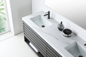 MATERA 72” CHARCOAL BATHROOM VANITY ( BLACK/WHITE COUNTERTOP )