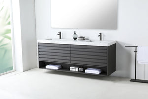 MATERA 72” CHARCOAL BATHROOM VANITY ( BLACK/WHITE COUNTERTOP )