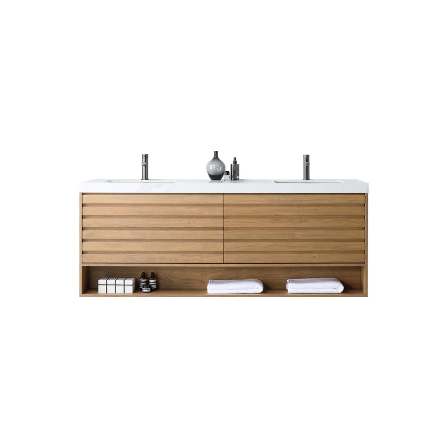 MATERA 72” PECAN OAK BATHROOM VANITY