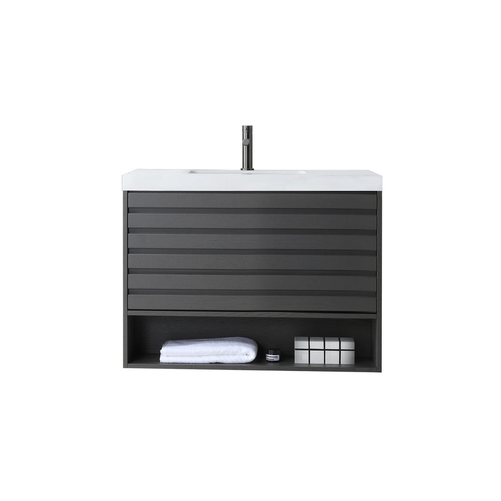 MATERA 36” CHARCOAL BATHROOM VANITY (BLACK/WHITE CONTERTOP)