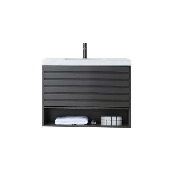 MATERA 36” CHARCOAL BATHROOM VANITY (BLACK/WHITE CONTERTOP)