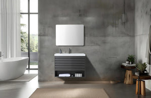 MATERA 36” CHARCOAL BATHROOM VANITY (BLACK/WHITE CONTERTOP)