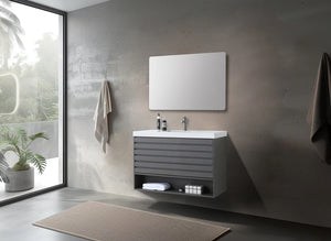 MATERA 36” CHARCOAL BATHROOM VANITY (BLACK/WHITE CONTERTOP)