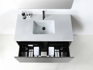MATERA 36” CHARCOAL BATHROOM VANITY (BLACK/WHITE CONTERTOP)