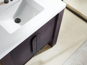 MUNICH 36” ESPRESSO OAK BATHROOM VANITY (BLACK/WHITE COUNTERTOP)