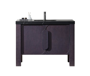MUNICH 48” ESPRESSO OAK BATHROOM VANITY ( BLACK/WHITE COUNTERTOP)