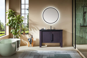 MUNICH 48” ESPRESSO OAK BATHROOM VANITY ( BLACK/WHITE COUNTERTOP)
