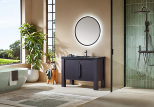 MUNICH 48” ESPRESSO OAK BATHROOM VANITY ( BLACK/WHITE COUNTERTOP)