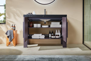MUNICH 48” ESPRESSO OAK BATHROOM VANITY ( BLACK/WHITE COUNTERTOP)