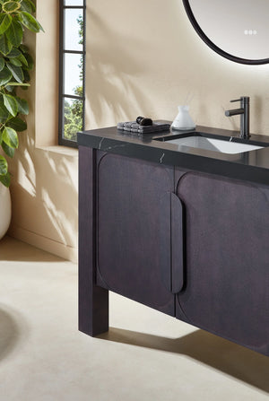 MUNICH 48” ESPRESSO OAK BATHROOM VANITY ( BLACK/WHITE COUNTERTOP)