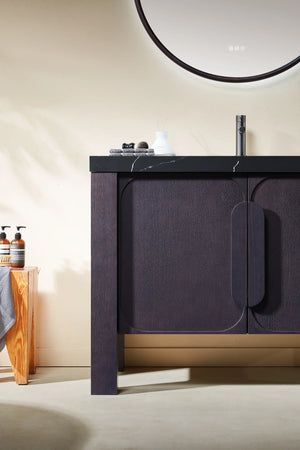 MUNICH 48” ESPRESSO OAK BATHROOM VANITY ( BLACK/WHITE COUNTERTOP)