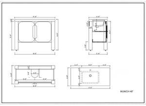 MUNICH 48" ESPRESSO OAK WITH WHITE COUNTERTOP BATHROOM VANITY