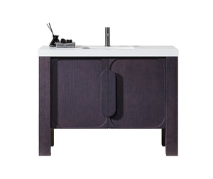 MUNICH 48” ESPRESSO OAK BATHROOM VANITY ( BLACK/WHITE COUNTERTOP)