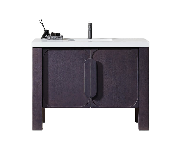 MUNICH 48” ESPRESSO OAK BATHROOM VANITY ( BLACK/WHITE COUNTERTOP)
