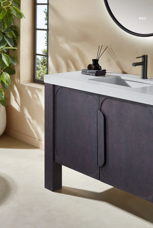MUNICH 48” ESPRESSO OAK BATHROOM VANITY ( BLACK/WHITE COUNTERTOP)