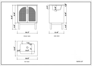 NARA 30” PECAN OAK BATHROOM VANITY
