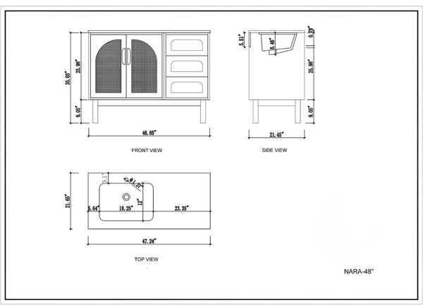NARA 48” PECAN OAK BATHROOM VANITY
