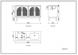 NARA 60” PECAN OAK BATHROOM VANITY