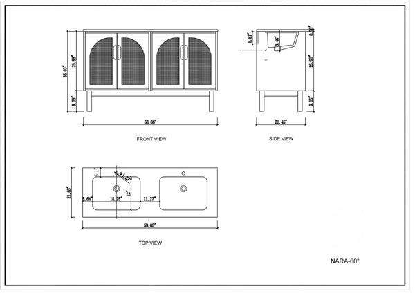 NARA 60” PECAN OAK BATHROOM VANITY