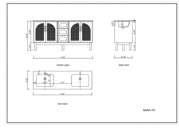 NARA 72” CHESNUT OAK BATHROOM VANITY
