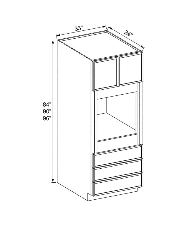 Slim Dove White- 33″ W Oven Pantry Cabinet with Three Drawers