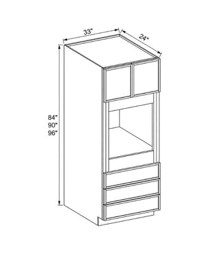 Slim Dove White- 33″ W Oven Pantry Cabinet with Three Drawers