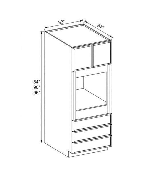 Slim Dove White- 33″ W Oven Pantry Cabinet with Three Drawers