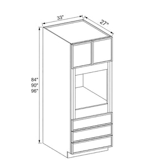 Slim Shaker White 33″ W Oven Pantry Cabinet with Three Drawers